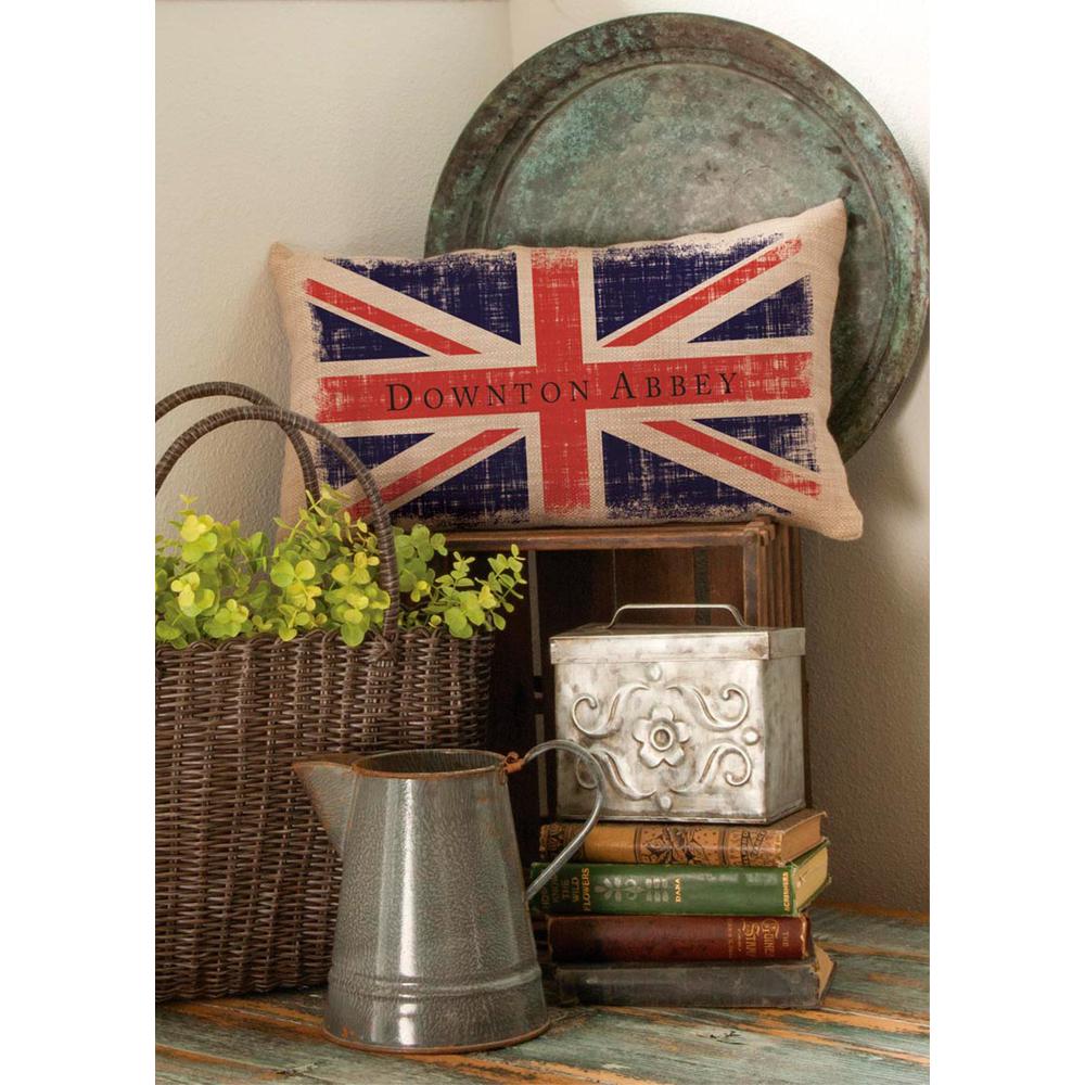 20" Blue and Red Downton Abbey Union Jack Rectangular Throw Pillow. Picture 2