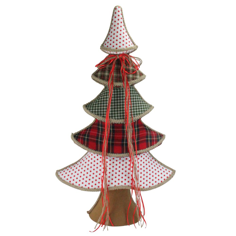 31.5" Red and Green Plaid Whimsical Christmas Tree Decoration. The main picture.