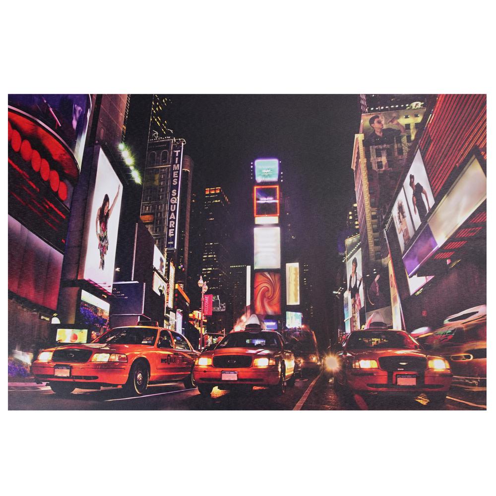 LED Lighted NYC Times Square Broadway Taxi Cabs Canvas Wall Art 15.75" x 23.5". Picture 1