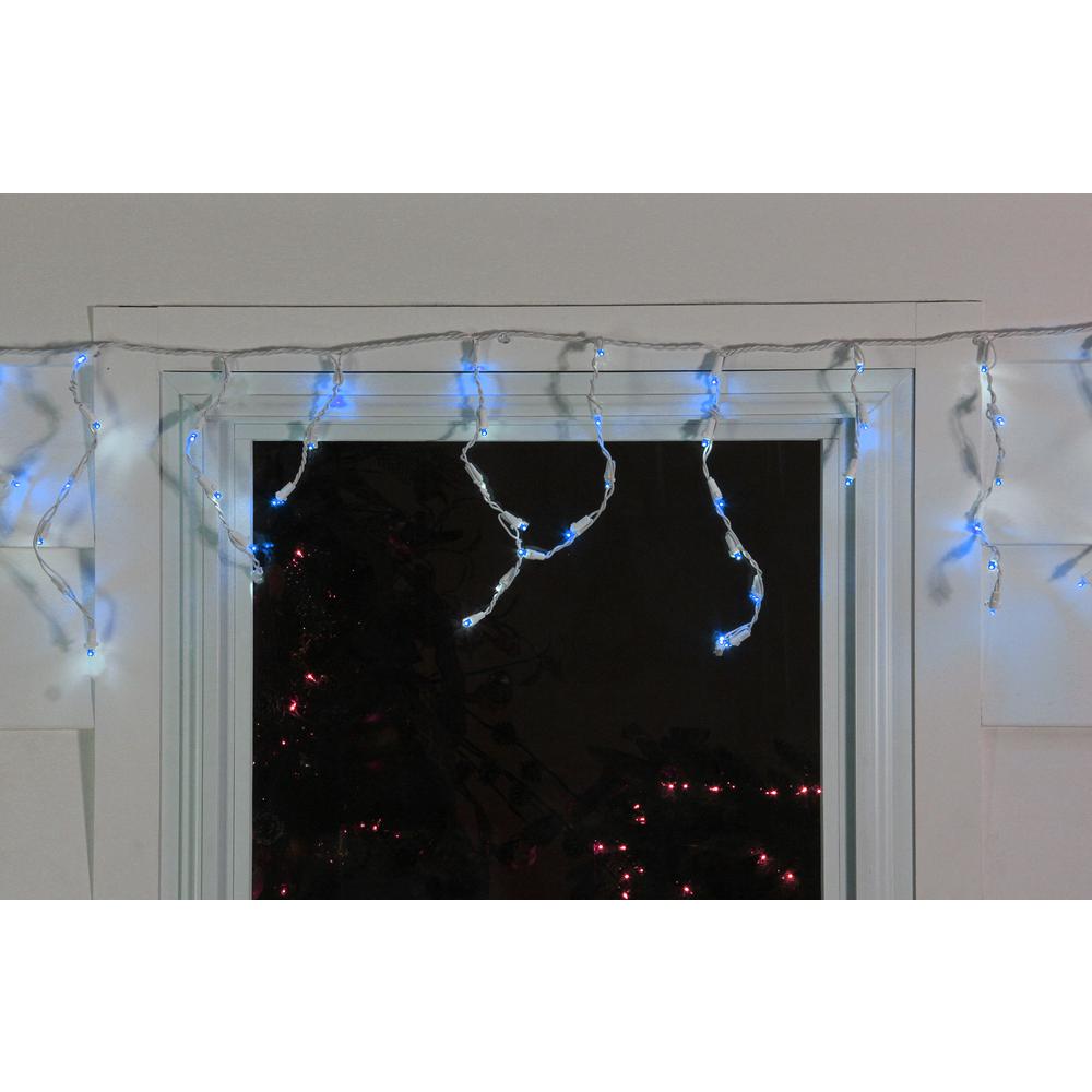 Set of 100 Blue LED Wide Angle Icicle Christmas Lights - 5.5 ft White Wire. Picture 3