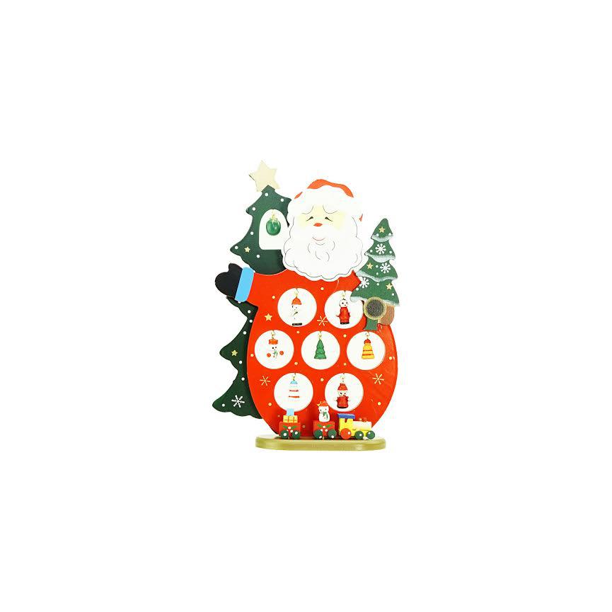 10.25" Red and Green Santa Claus Cut-Out with Miniature Ornaments Christmas Table Top Decoration. Picture 1