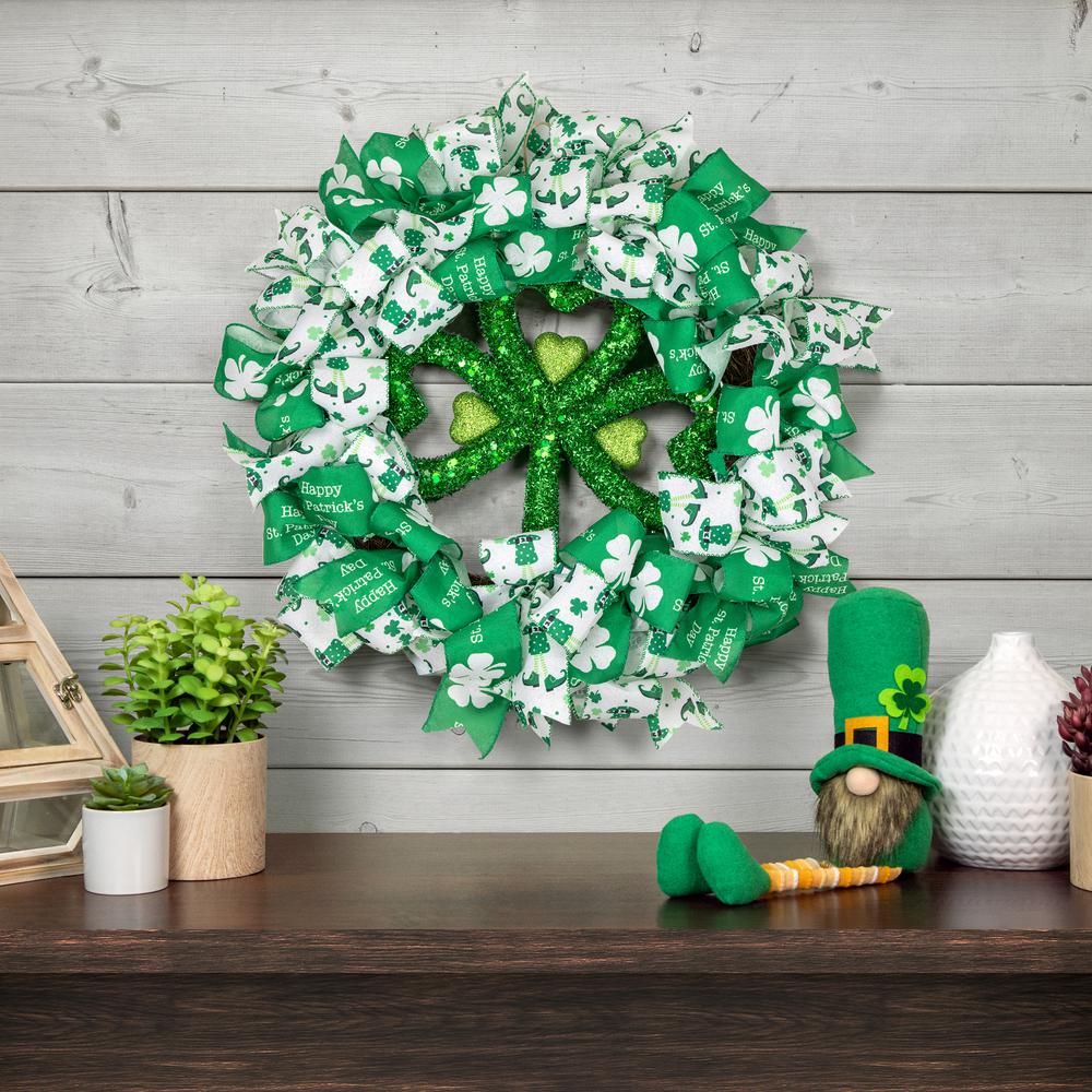 Shamrocks and Ribbons St. Patrick's Day Wreath  24-Inch  Unlit. Picture 2