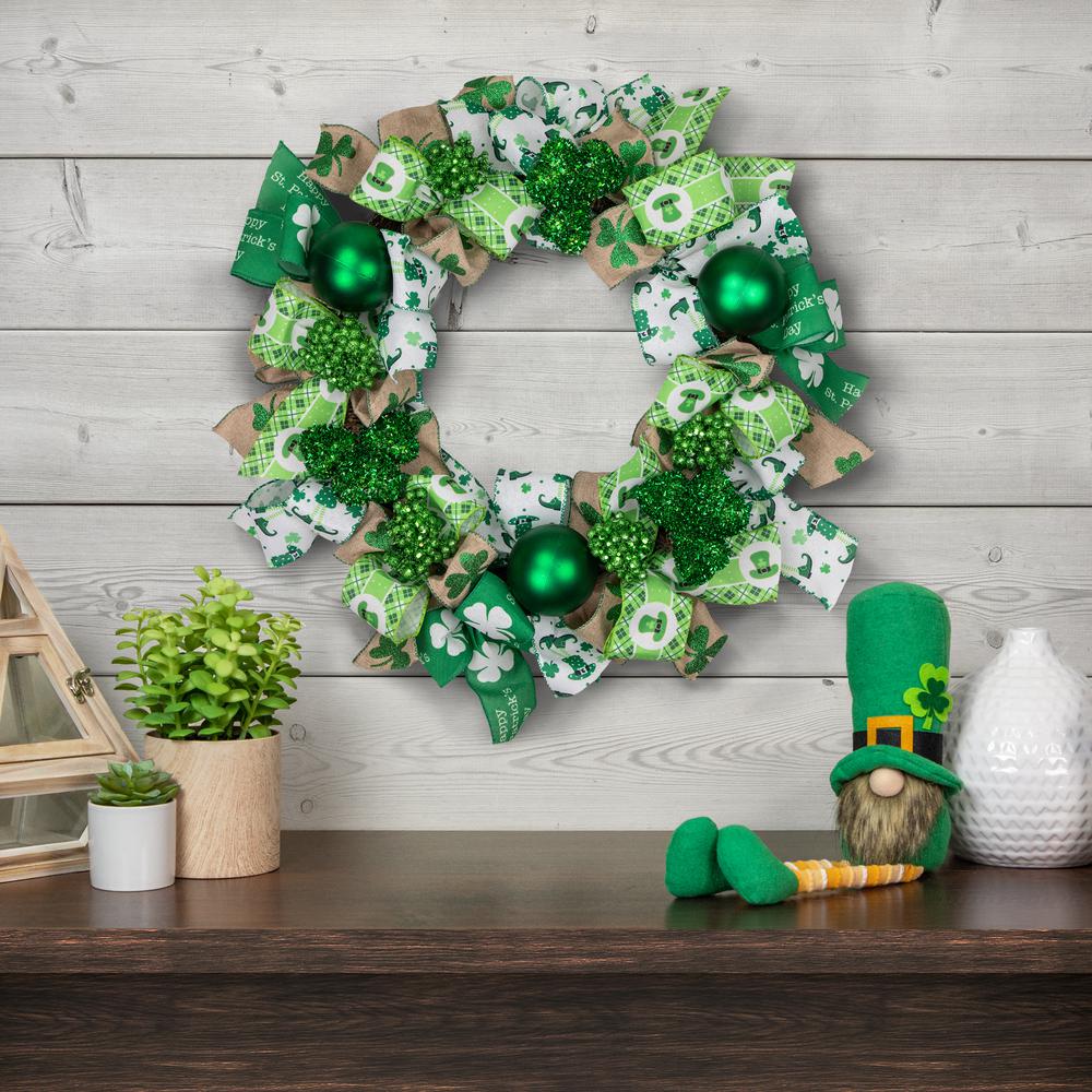 Ribbons and Shamrocks St. Patrick's Day Wreath  24-Inch  Unlit. Picture 2