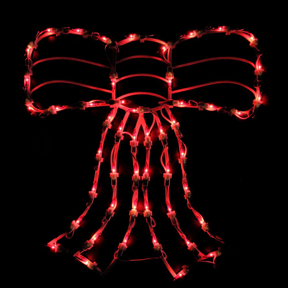 14" Lighted Red Bow Christmas Window Silhouette Decoration. Picture 2