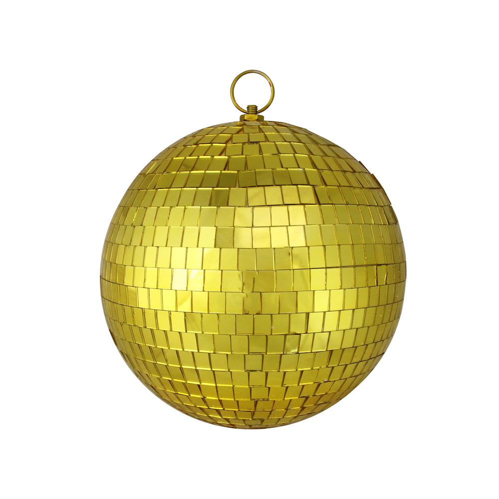 Mirrored Gold Glass Christmas Disco Ball Ornament 8" (200mm). Picture 1