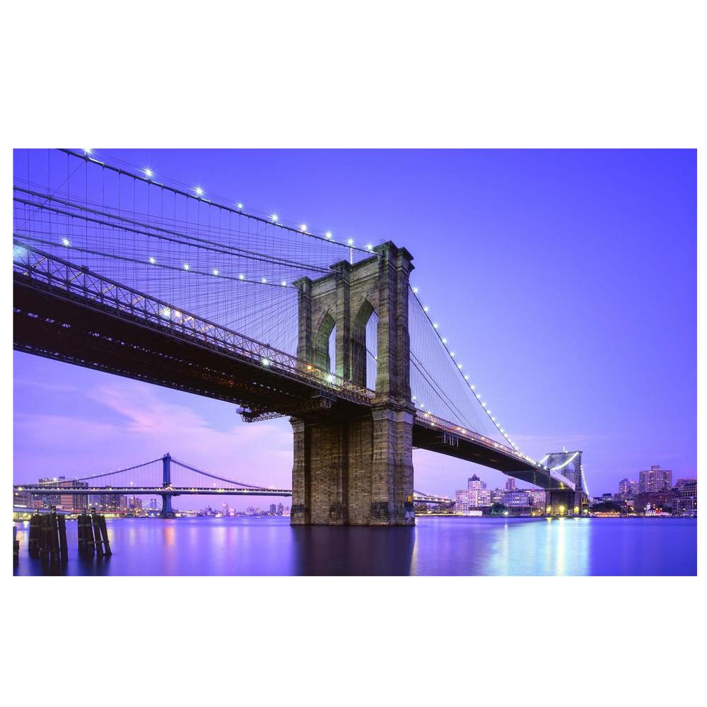 LED Lighted Famous New York City Brooklyn Bridge Canvas Wall Art 15.75" x 23.5". Picture 1