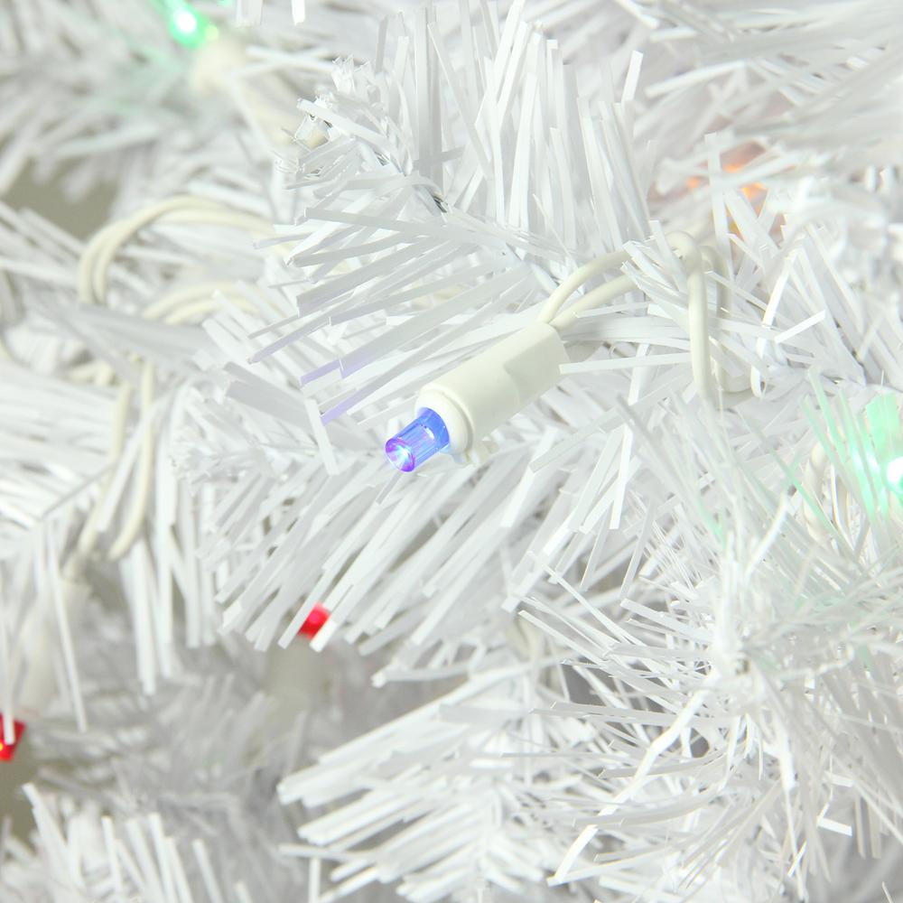 6.5' Pre-Lit Pencil White Winston Pine Artificial Christmas Tree - Multi LED Lights. Picture 2