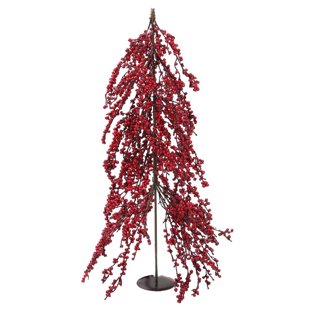 2.5' Red Berries Artificial Upside Down Christmas Tree - Unlit. The main picture.