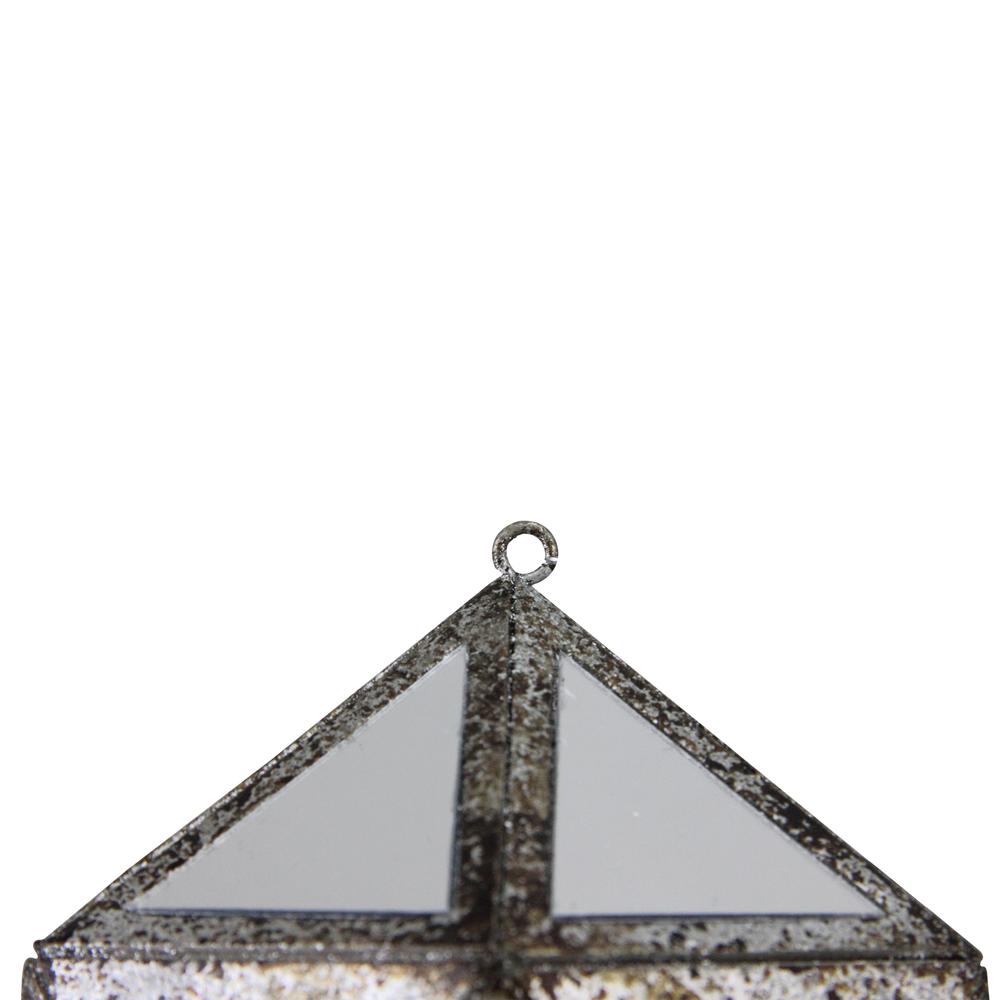 10.5" Silver and Clear Mirrored Geometric Framed Drop Christmas Ornament. Picture 3