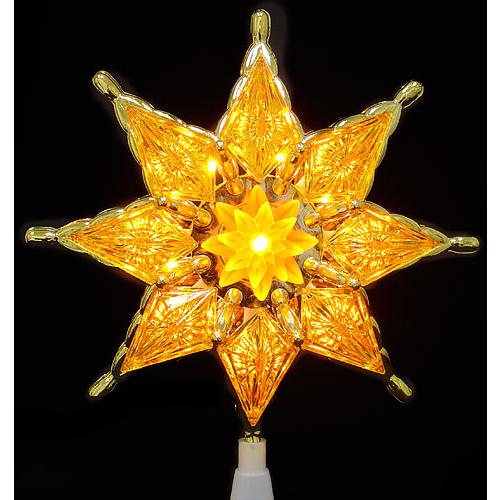 8" Amber Mosaic Star Christmas Tree Topper - Clear Lights. Picture 2