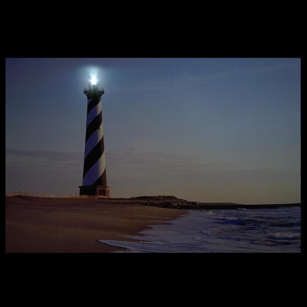 LED Lighted Lighthouse Seaside Beach Scene Canvas Wall Art 15.75" x 23.5". Picture 2