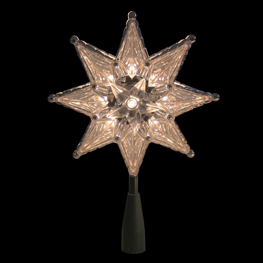 8" Silver Mosaic Star Lighted Christmas Tree Topper - Clear Lights. Picture 2