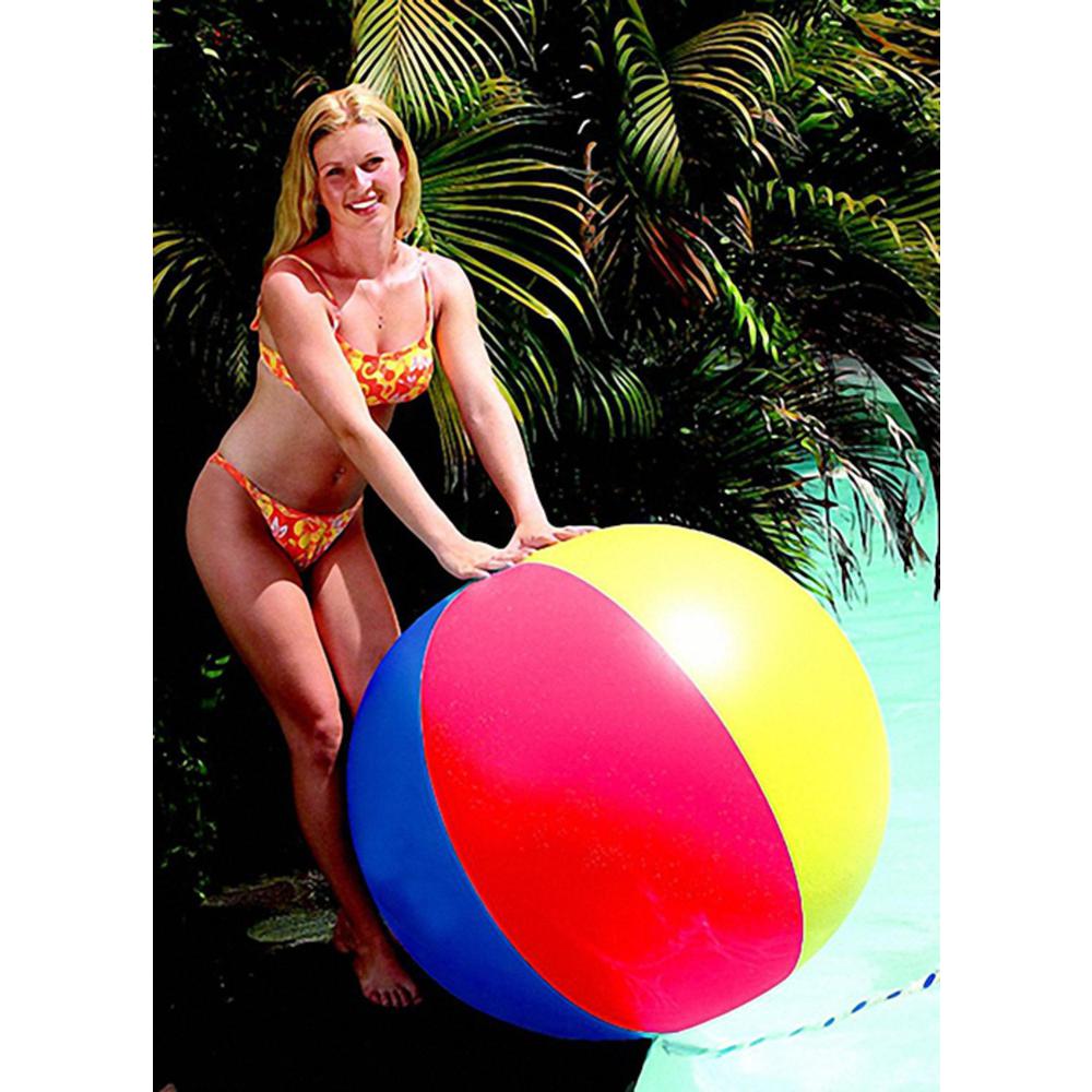 46-Inch Red and Yellow Inflatable Classic Beach Ball Swimming Pool Toy. Picture 1