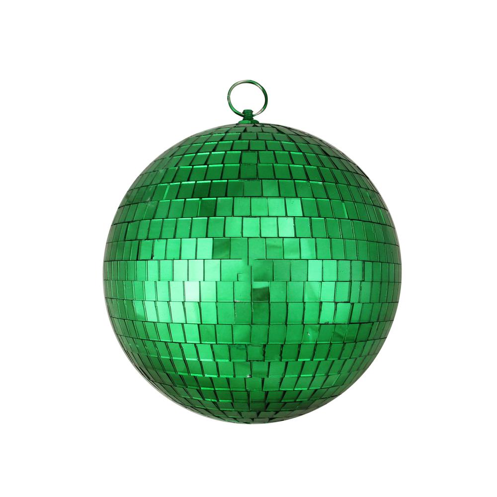Shiny Green Mirrored Disco Christmas Ball Ornament 8" (200mm). Picture 1