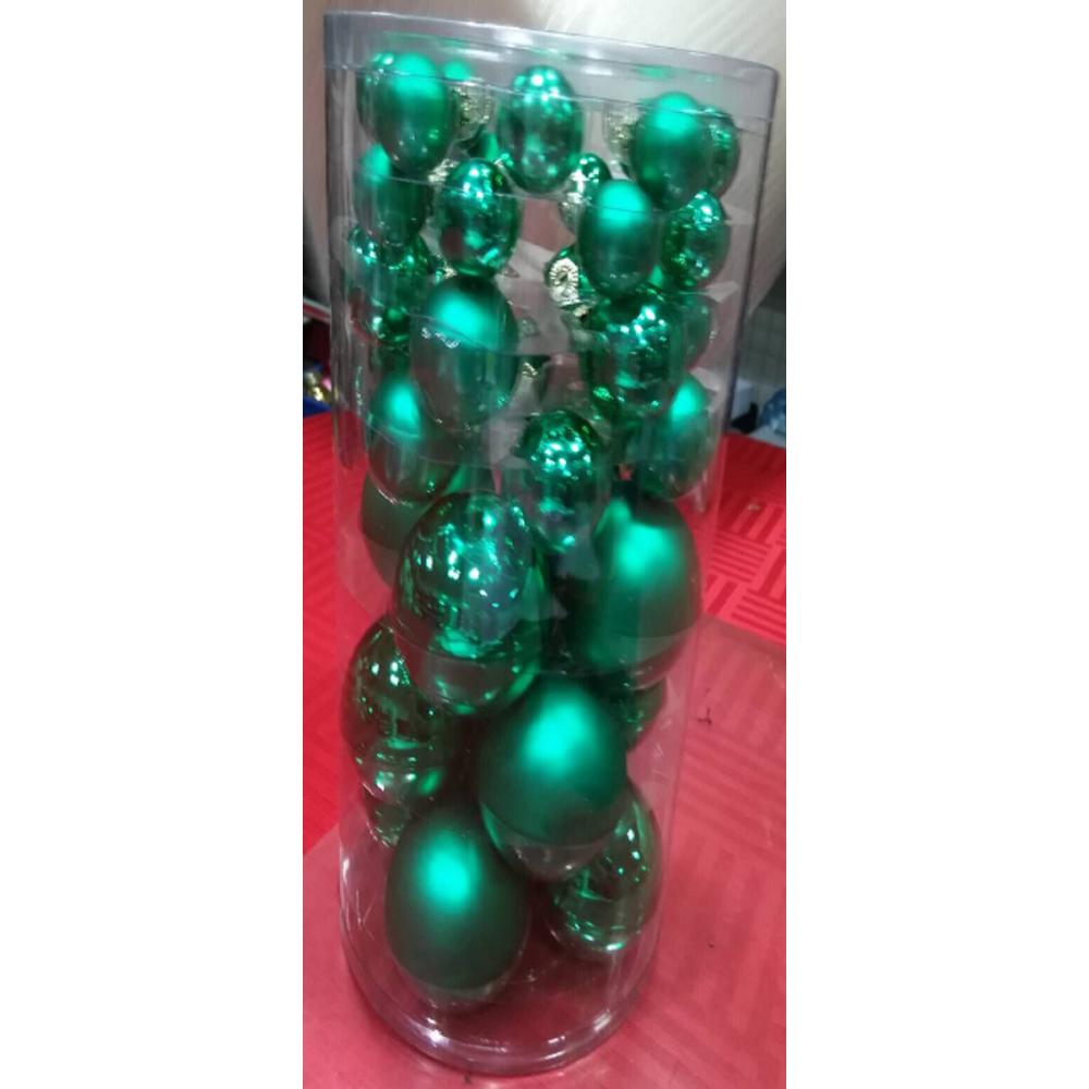 40ct Green 2- Finish Multiple Size Glass Ball Christmas Ornaments. Picture 2