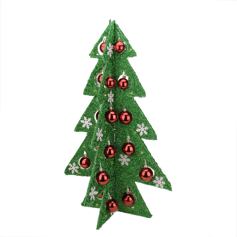28" Pre-Lit Battery Operated Green and Red LED Christmas Tree Tabletop Decor. Picture 1