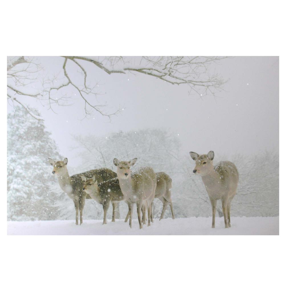 Large Fiber Optic Lighted Winter Woods with Deer Canvas Wall Art 23.5" x 15.5". Picture 1