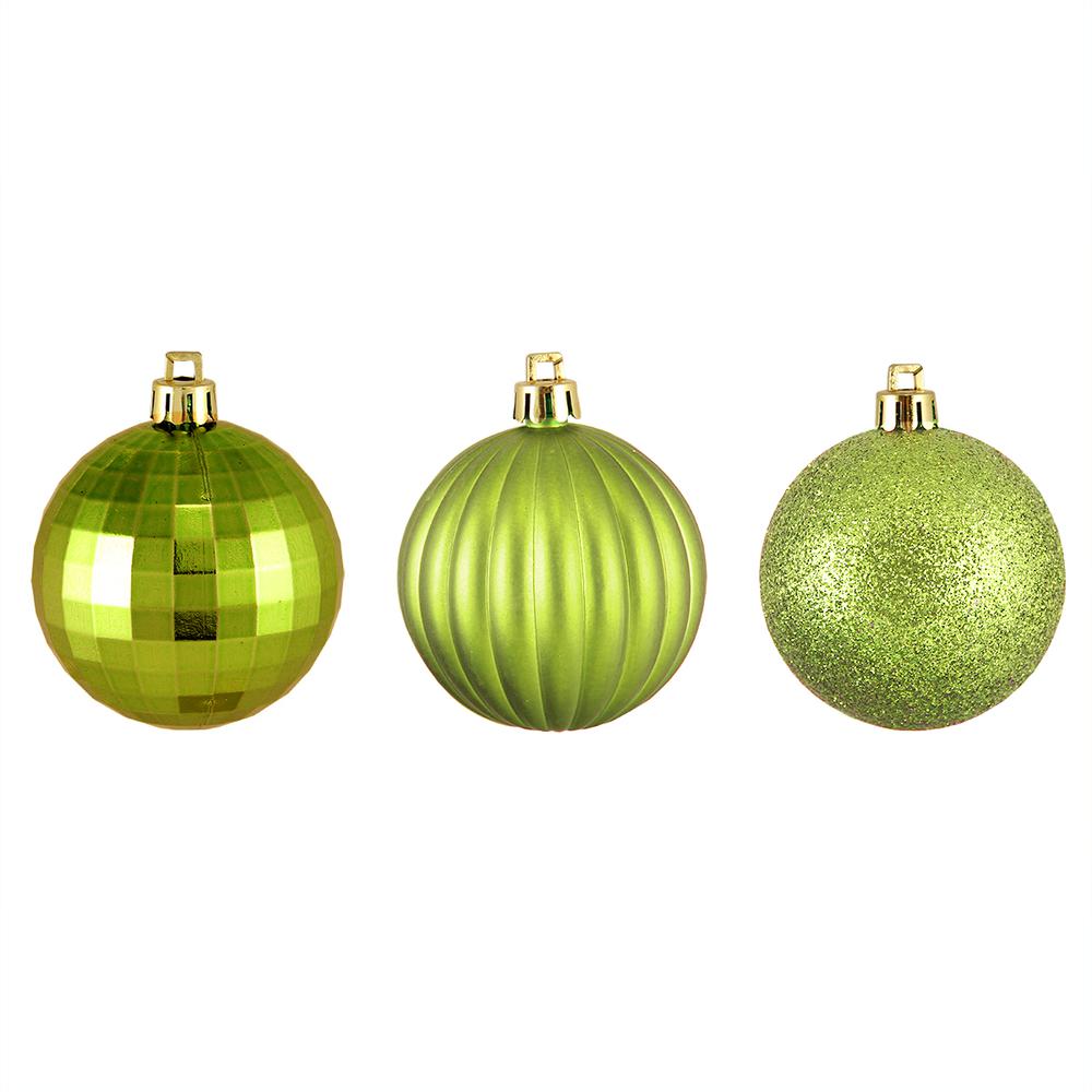100ct Kiwi Green Shatterproof 3-Finish Christmas Ball Ornaments 2.5" (60mm). Picture 1