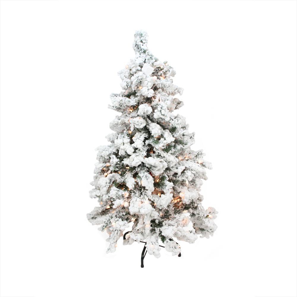 9' Pre-Lit Heavily Flocked Pine Medium Artificial Christmas Tree - Clear Lights. The main picture.