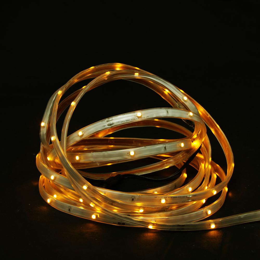 18' Amber LED Outdoor Christmas Linear Tape Lighting - White Finish. Picture 1