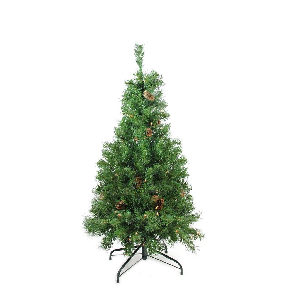 4' x 30" Pre-Lit Dakota Red Pine Full Artificial Christmas Tree - Clear Lights. Picture 1