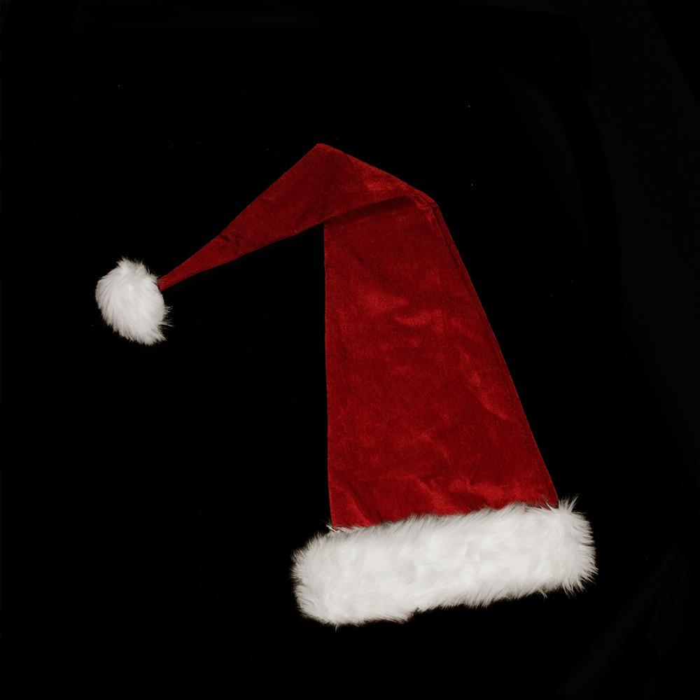 Red and White Extra Long Unisex Adult Christmas Santa Hat Costume Accessory - One Size. Picture 1