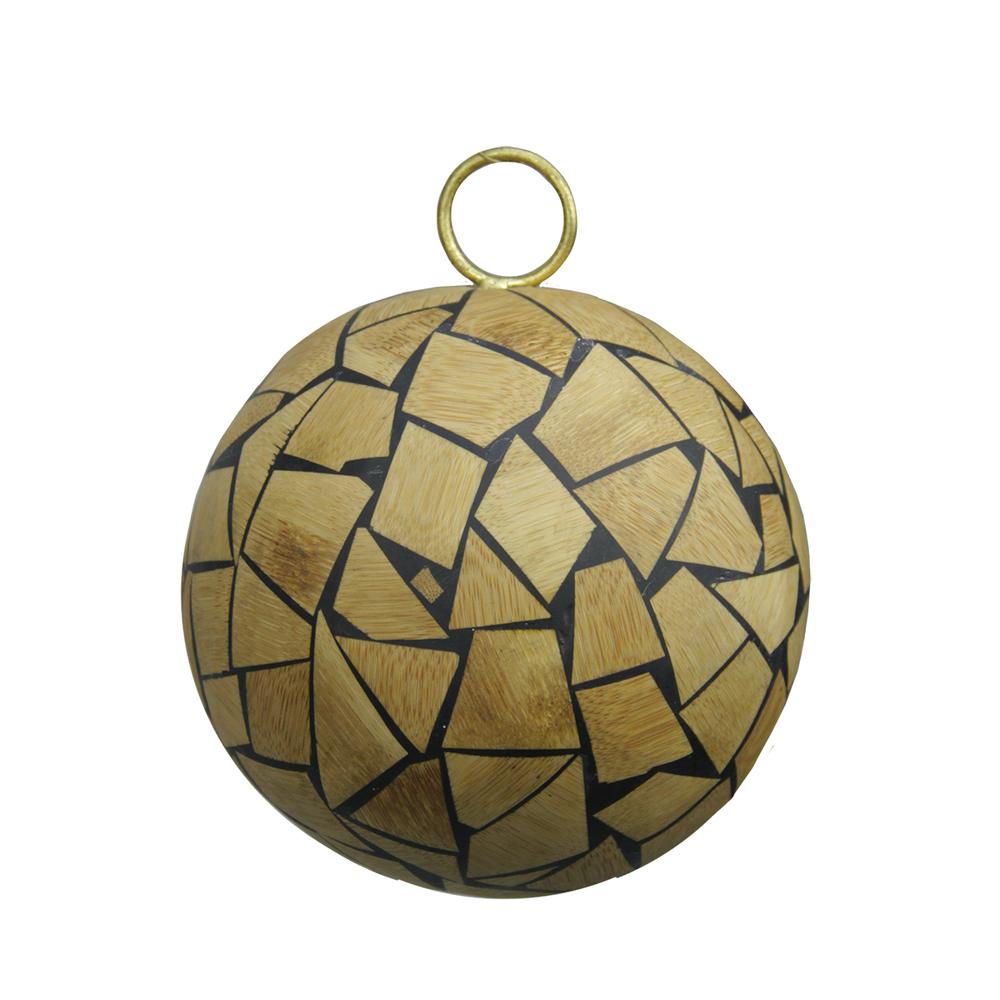 Brown Mosaic Shatterproof Christmas Ball Ornament 4" (100mm). Picture 1