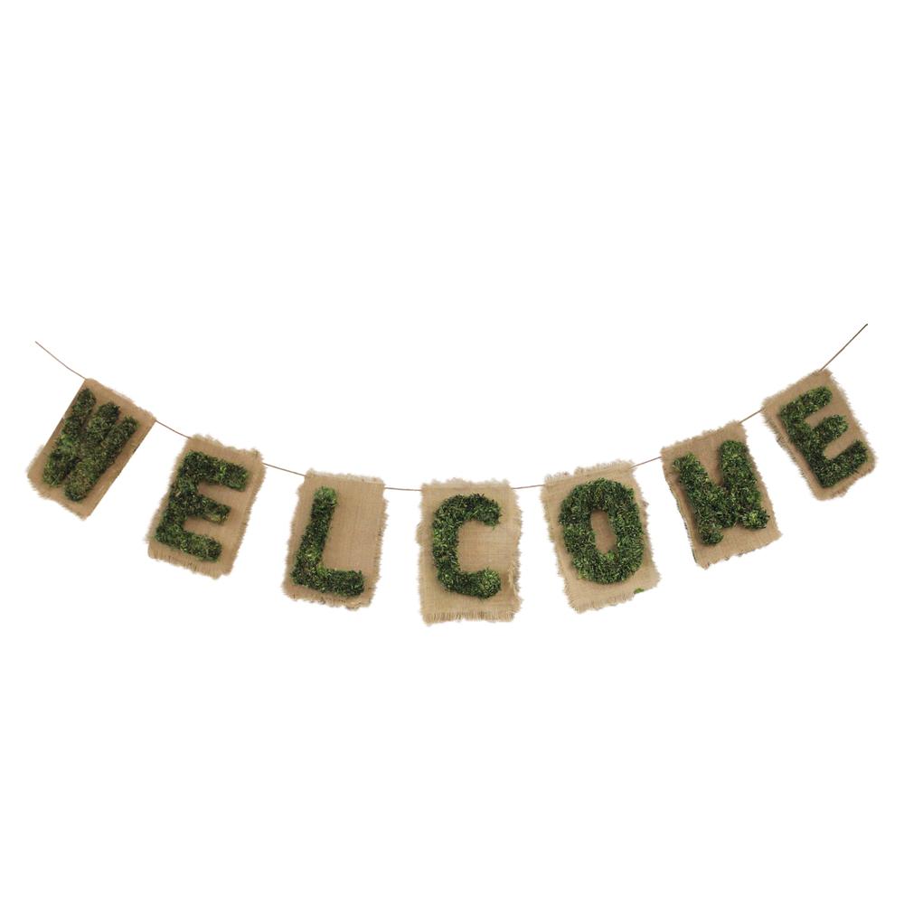 6' Brown and Green "Welcome" Hanging Wall Decor. Picture 1