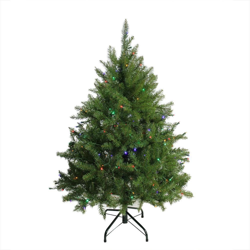 4' Pre-Lit Full Northern Pine Artificial Christmas Tree - Multicolor LED Lights. Picture 1