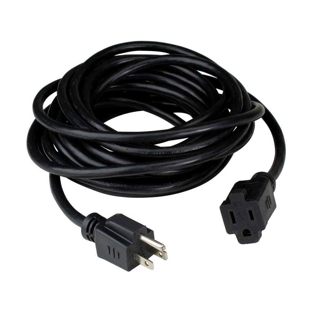20' Black 3-Prong Outdoor Extension Power Cord. Picture 1