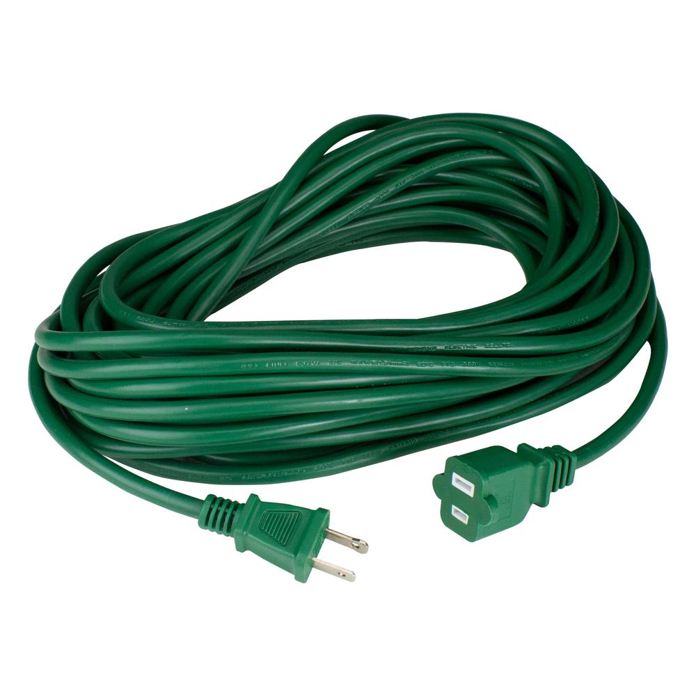 40' Green 2-Prong Outdoor Extension Power Cord with End Connector. Picture 1