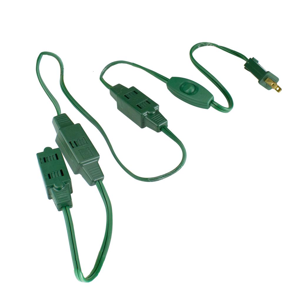 9' Green Indoor Extension Power Cord with 9-Outlets and Safety locks. Picture 1