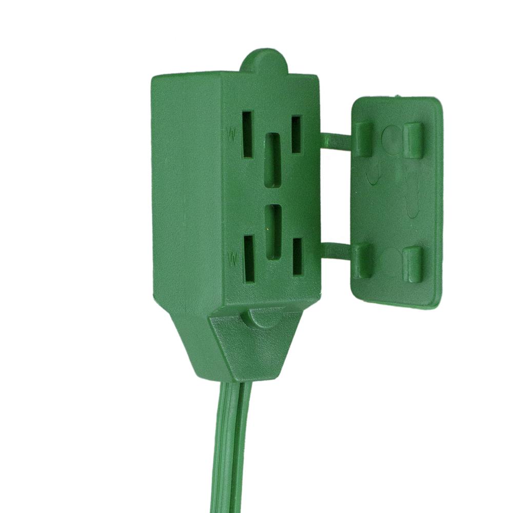 15' Green Indoor Power Extension Cord with 3-Outlets and Foot Switch. Picture 3