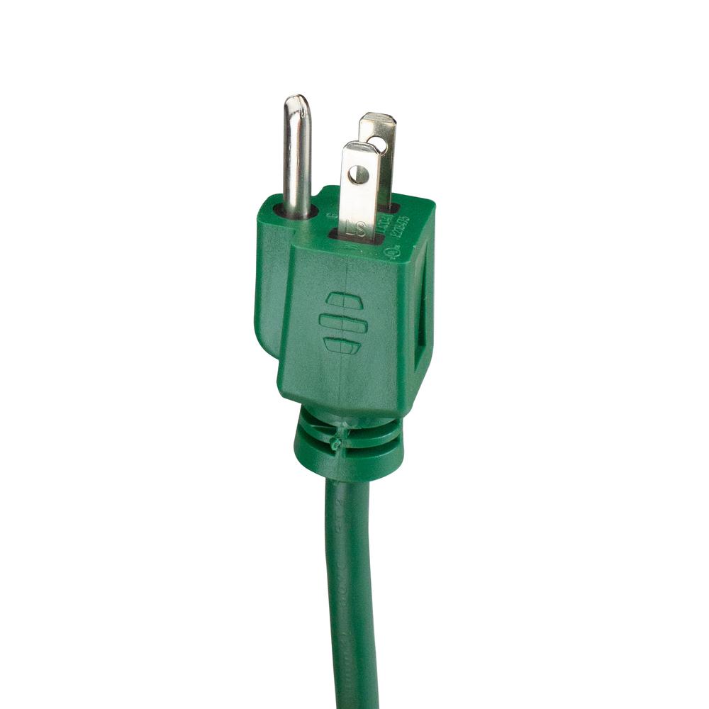 10' Green 3-Prong Outdoor Extension Power Cord with Fan Style Connector. Picture 4