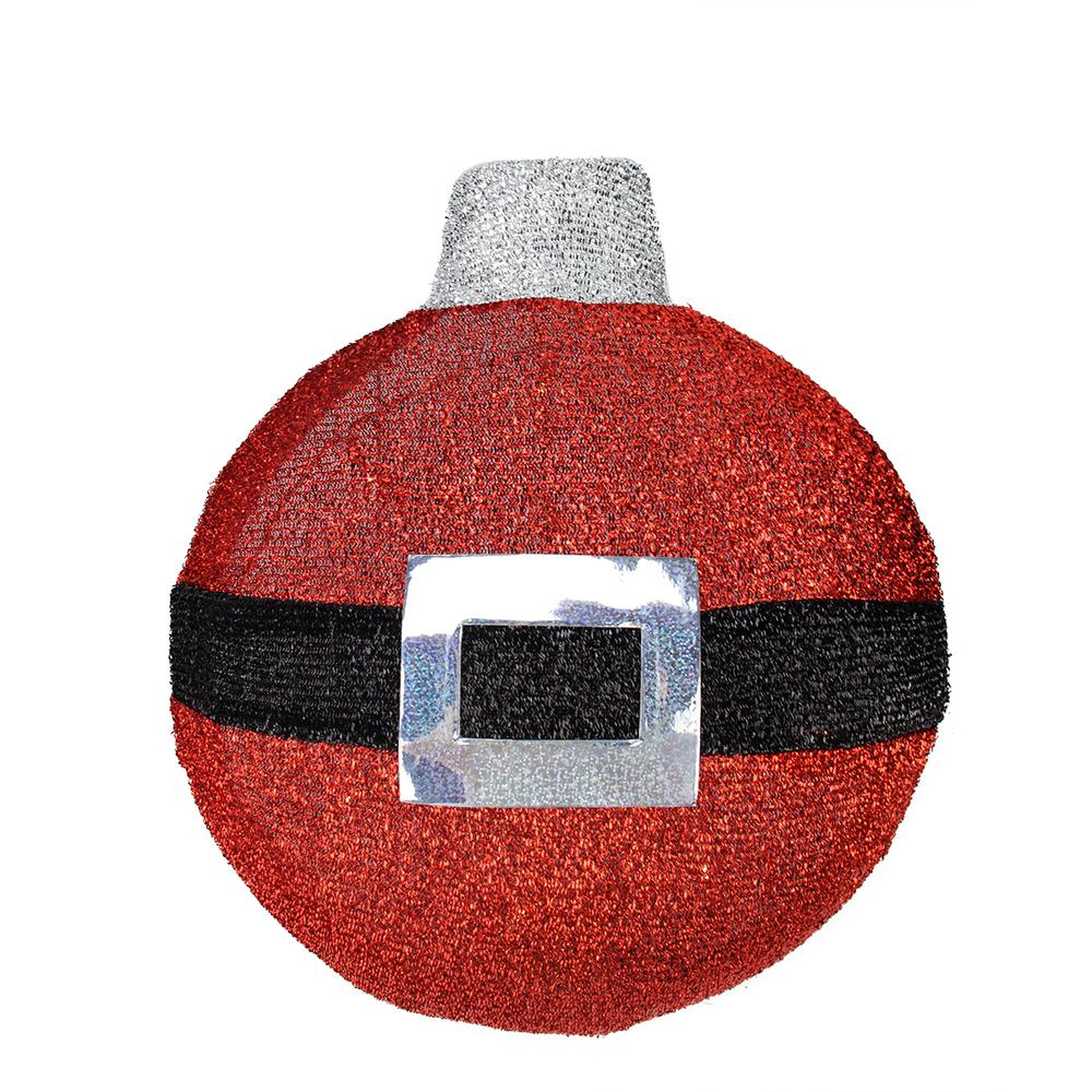 17.25" Pre-Lit Red and Black Christmas Ball Ornament Wall Décor. Picture 1