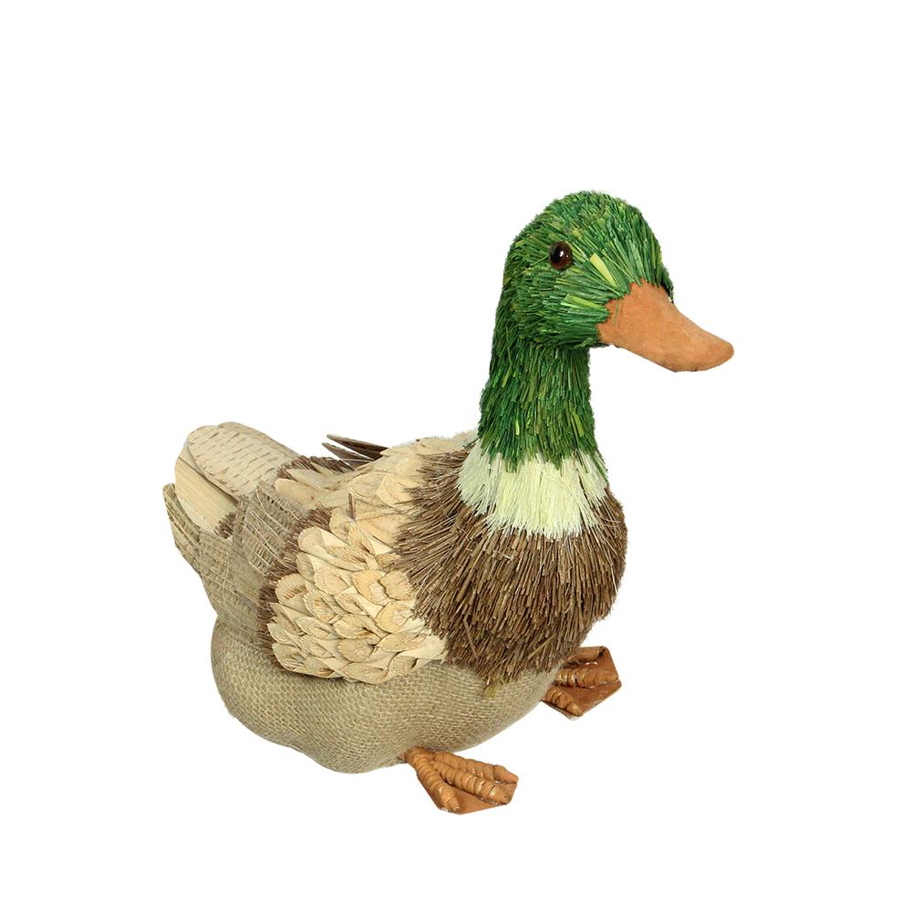 10.5" Tan  Brown and Green Decorative Sitting Duck Spring Table Top Figure. Picture 1