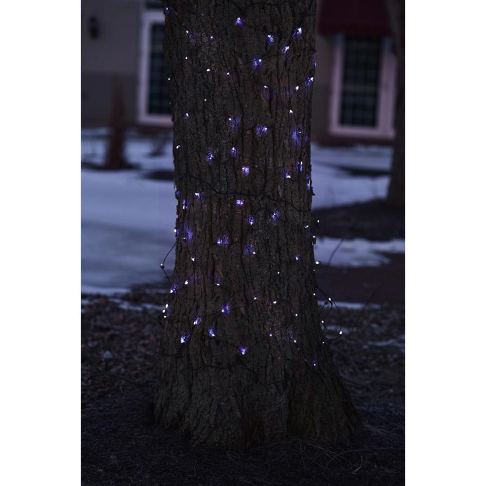 2' x 8' Blue Mini Tree Trunk Wrap Christmas Net Lights - Brown Wire. Picture 3