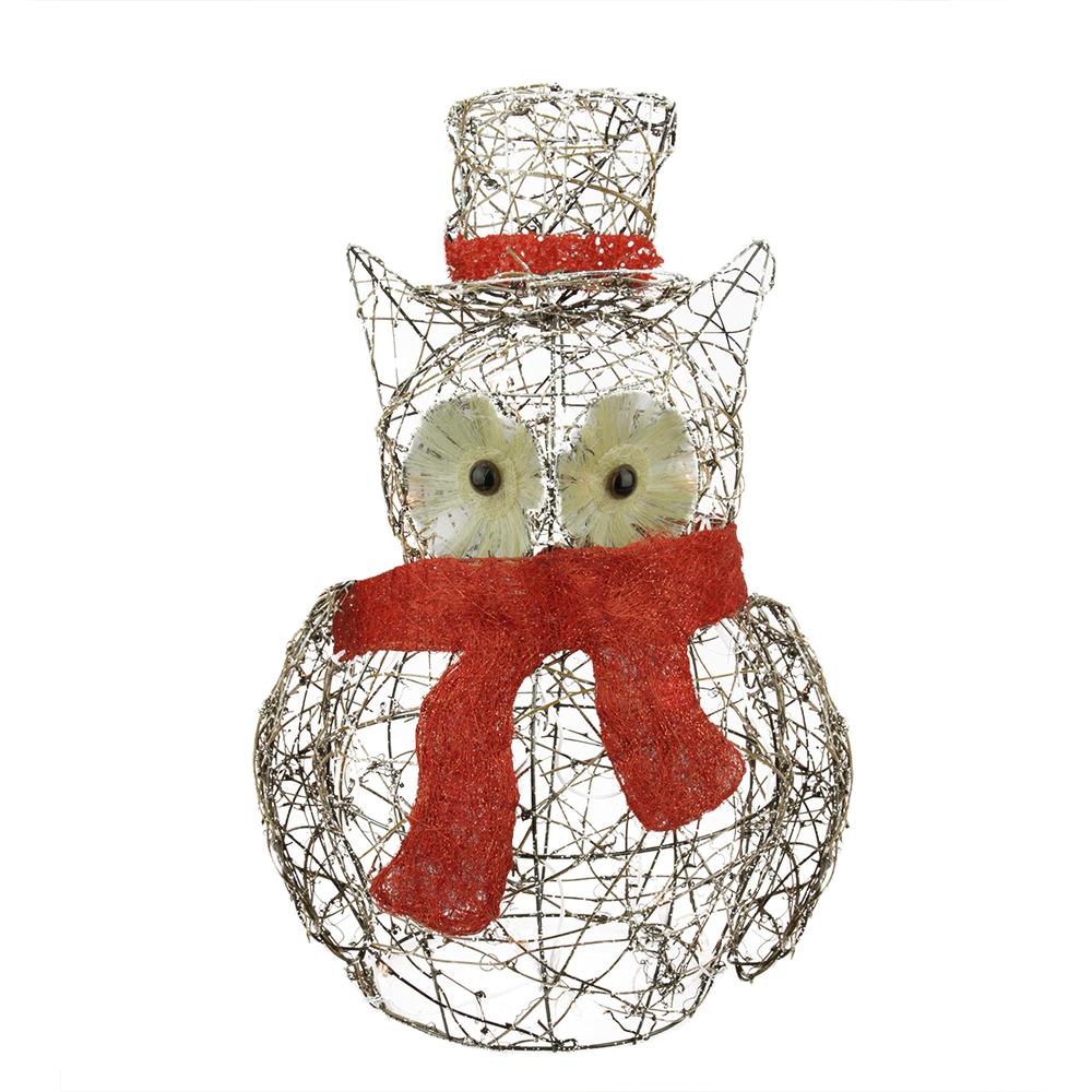 21" Lighted Glitter Rattan Owl Christmas Outdoor Decoration. Picture 1