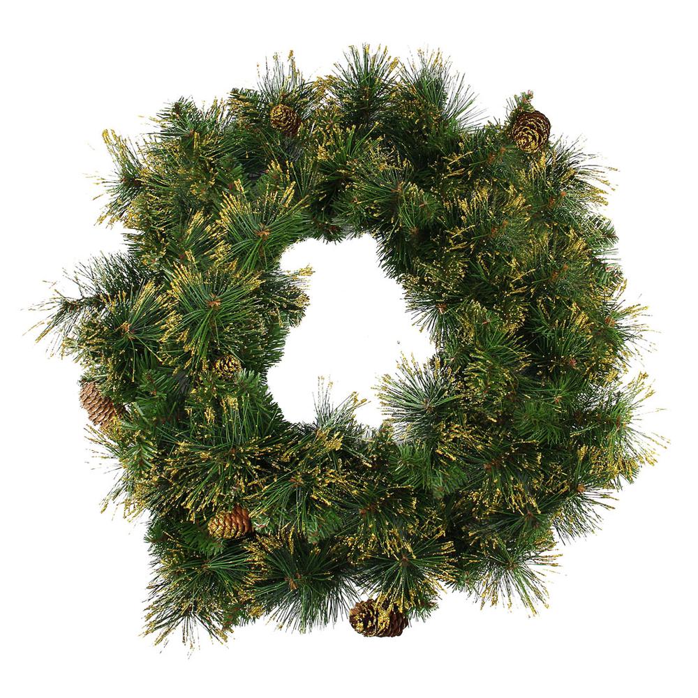 Mixed Pine Glittered Pine Cone Artificial Christmas Wreath - 24-Inch  Unlit. Picture 1