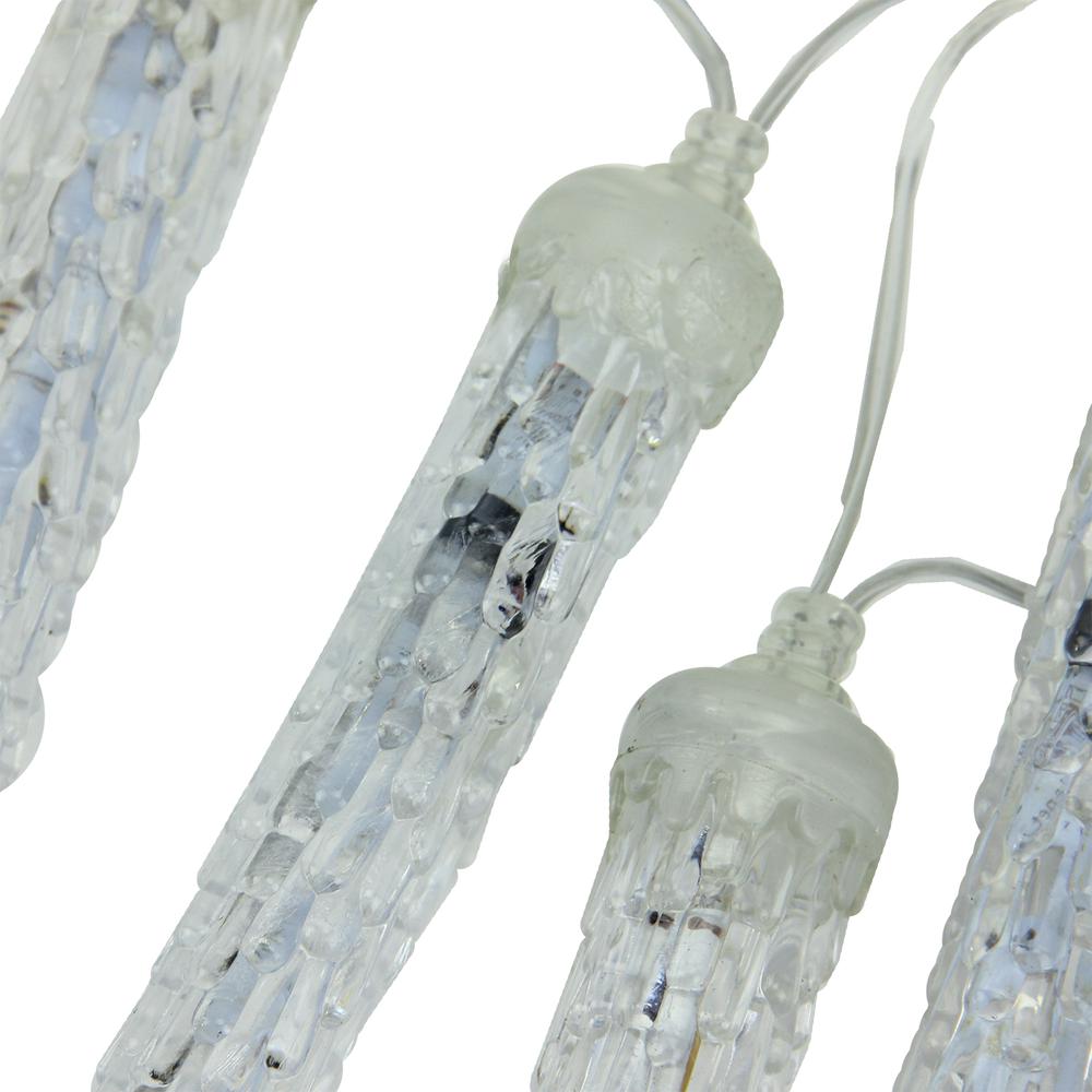 16ct Transparent Dripping Icicles Snowfall Christmas Light Tubes - 14.25 ft Clear Wire. Picture 2
