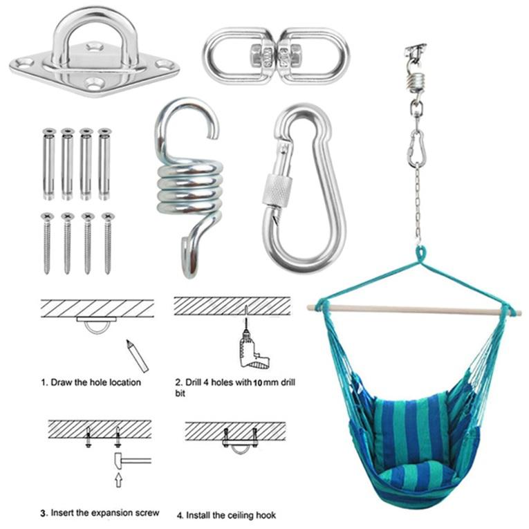 Ceiling Mount Kit for Hanging Chair with Chain and Swivel Hook. Picture 2