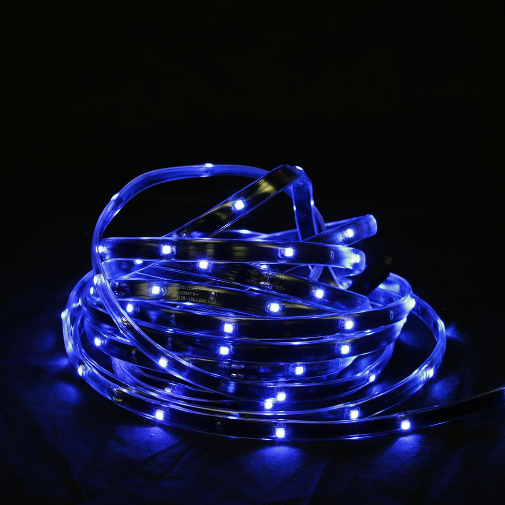 18' Blue LED Outdoor Christmas Linear Tape Lighting - Black Finish. Picture 1