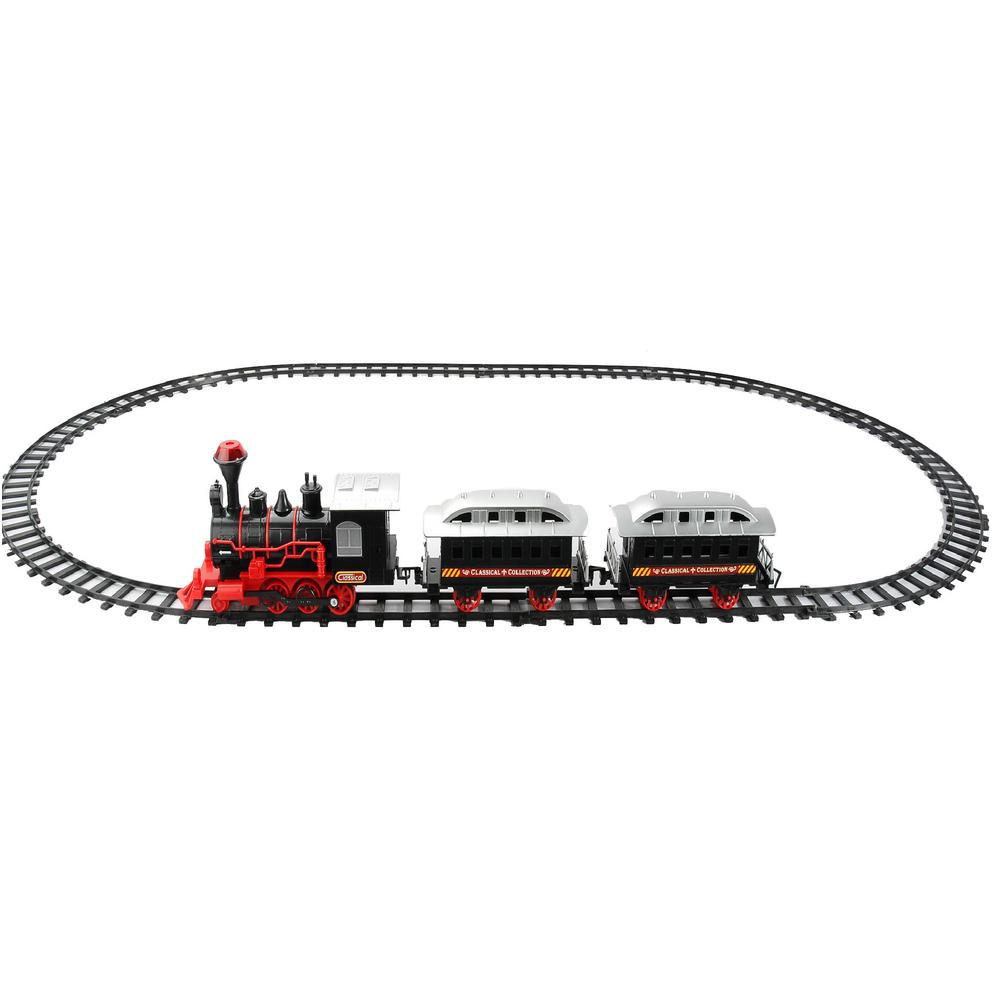 13-Piece Red and Black Battery Operated Lighted and Animated Train Set with Sound. Picture 2