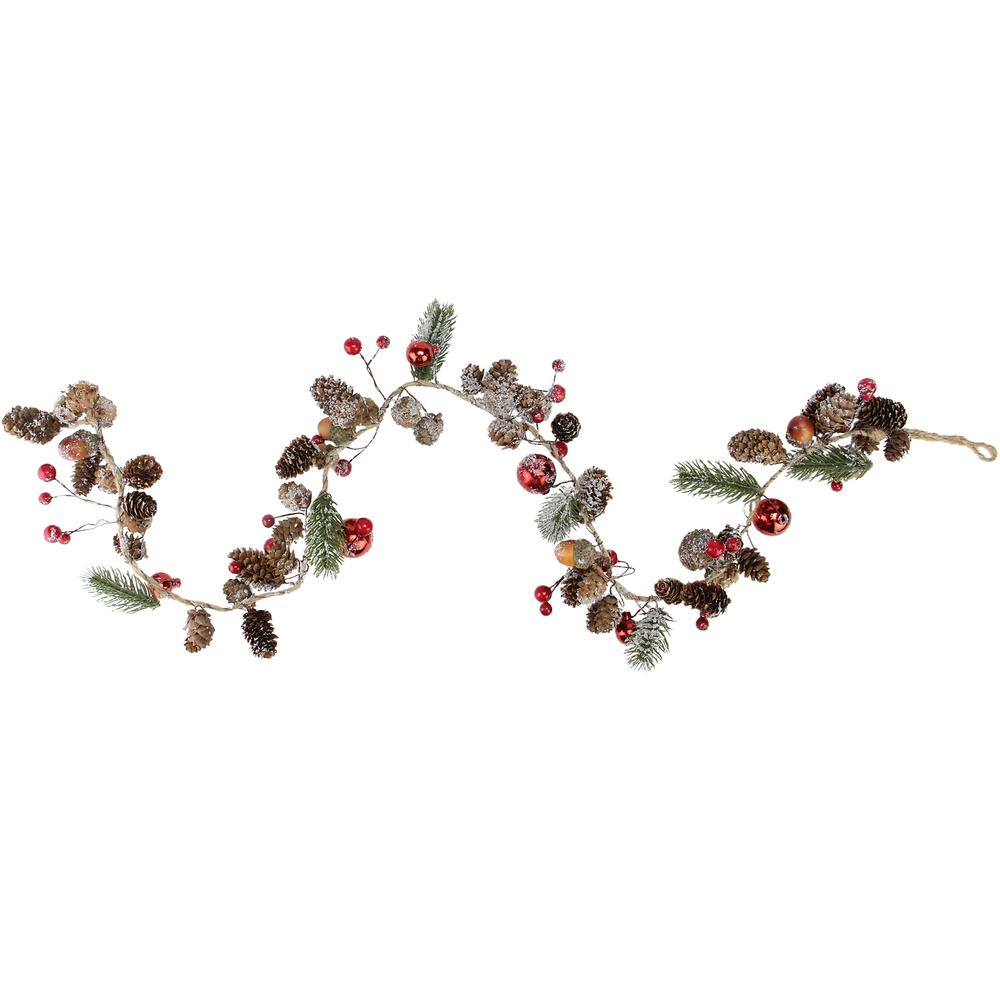 39.5" Pine Cones and Berries Winter Foliage Christmas Twig Garland - Unlit. Picture 1