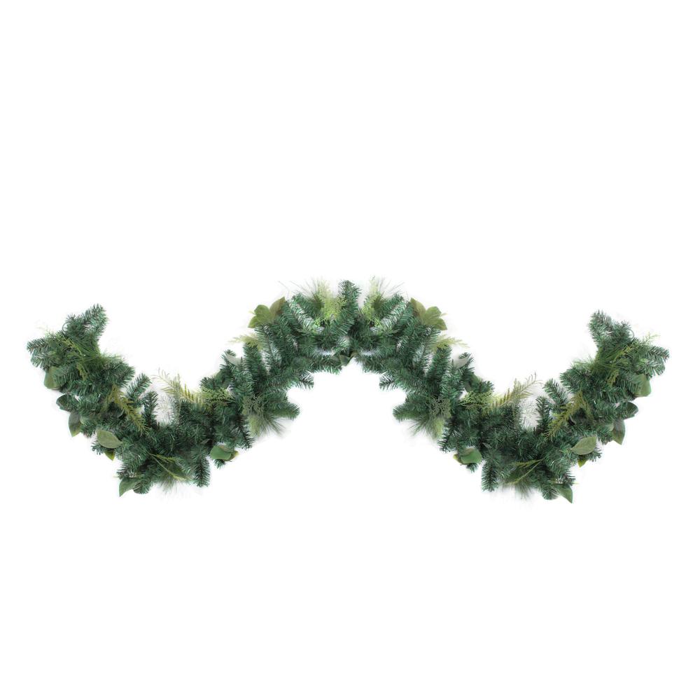 9' Assorted Foliage and Needle Branch Christmas Garland - Unlit. Picture 1