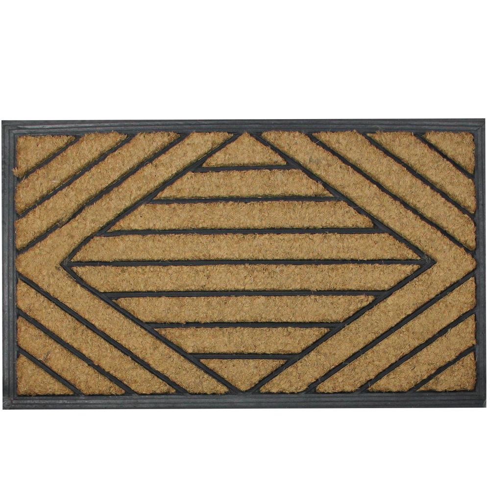 Black and Brown Diamond Pattern Doormat with Rubber Back 29 x 17. Picture 1