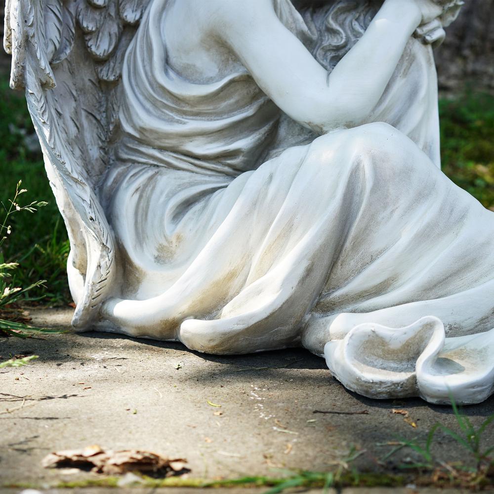 19" Gray Resting Angel Religious Outdoor Garden Statue. Picture 4