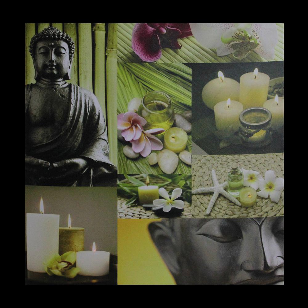 LED Lighted Buddha Collage Canvas Wall Art 19.75" x 19.75". Picture 2