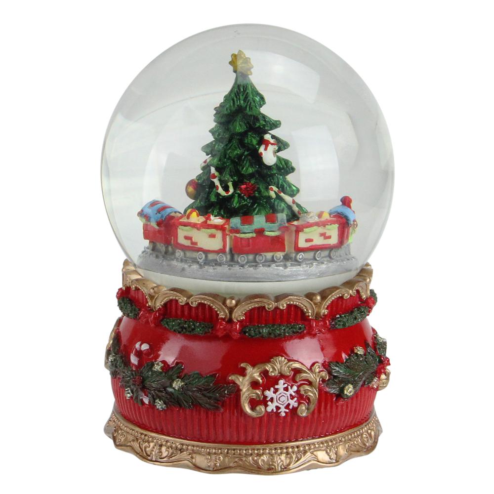 5.5" Christmas Tree and Train Musical Snow Globe. Picture 1
