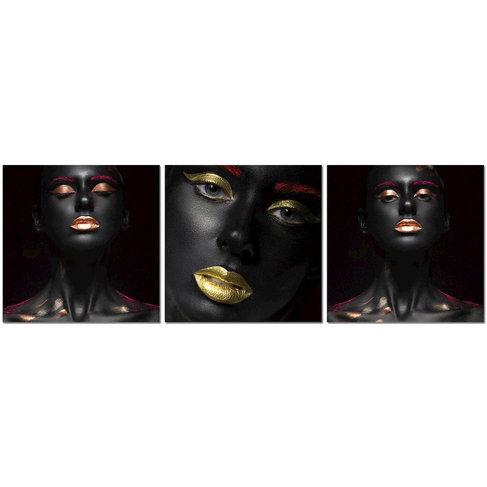 3 Piece horizontal acrylic panel picture of HER - Metallic Makeup. Picture 1
